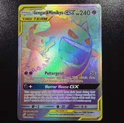 Pokemon Gengar & Mimikyu GX Secret Rare 186/181 Sun & Moon - Team Up Holo Card - Image 1