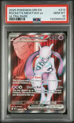 2025 POKEMON DRI EN-DESTINED RIVALS ULTRA RARE TEAM ROCKET'S MEWTWO EX PSA 10 - Image 1