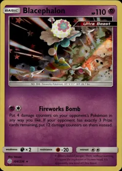 Blacephalon Holo Rare SM Cosmic Eclipse 104/236 Psychic Holo Pokemon Card - Image 1