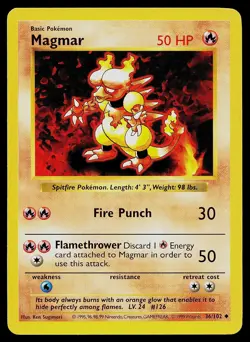 Pokemon Card - Magmar Base Set Shadowless 36/102 Uncommon - Image 1