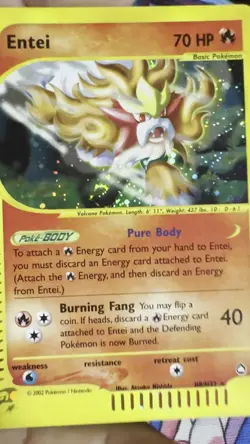 Pokemon TCG Entei Holo Rare H8/H32 Aquapolis E-Reader , Swirl 🌀 - Image 2