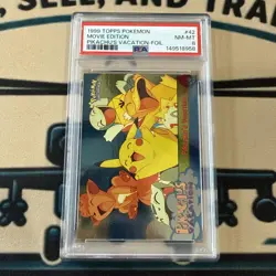 1999 Topps Pokemon Movie Edition #42 Pikachu's Vacation Rainbow Foil PSA 8 - Image 1