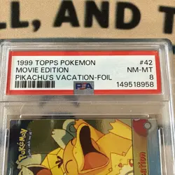 1999 Topps Pokemon Movie Edition #42 Pikachu's Vacation Rainbow Foil PSA 8 - Image 2