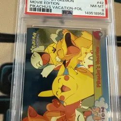 1999 Topps Pokemon Movie Edition #42 Pikachu's Vacation Rainbow Foil PSA 8 - Image 5