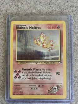 Pokemon Gym Heroes Blaine's Moltres 1/132 - Holo Unlimited MP with SWIRL - Image 1