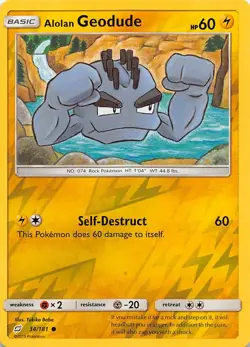 Alolan Geodude 34/181 Common Team Up Pokemon Reverse Holo Near Mint - Image 1