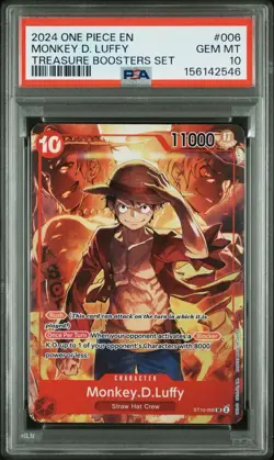 MONKEY D LUFFY PSA 10 Treasure Boosters Set #006 Promo 2024 One Piece - Image 1