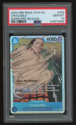 2022 One Piece ST03 Crocodile 003 SR Super Pre-Release PSA 10 Gem Mint Stamped - Image 1
