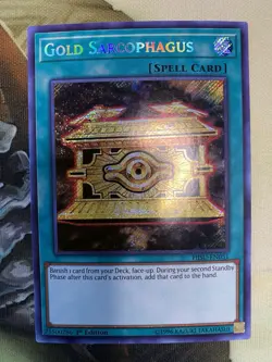 Gold Sarcophagus HISU-EN051 Hidden Summoners 1st Edition Yugioh TCG Card Holo Nm - Image 3