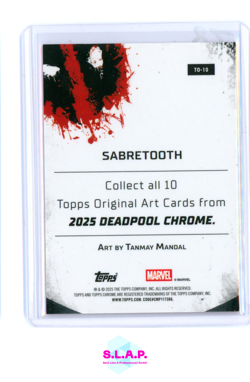 ORIGINAL ART CARD SABRETOOTH TOPPS CHROME MARVEL DEADPOOL 1/5 TO-10 2025 ENGLISH - Image 2