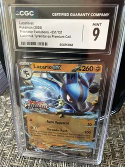 Lucario Ex Pokemon 2025 Prismatic Evolutions 051/131 CGC MINT 9 Graded Card - Image 1