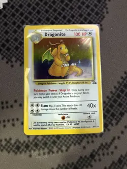 Pokemon TCG Dragonite Holo Rare Card 4/62 Fossil 1999 LP Condition - Image 1