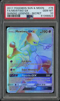 2017 POKEMON SUN & MOON SHINING LEGENDS SECRET #76 FULL ART/MEWTWO GX PSA 10 - Image 1