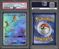 2017 POKEMON SUN & MOON SHINING LEGENDS SECRET #76 FULL ART/MEWTWO GX PSA 10 - Image 3