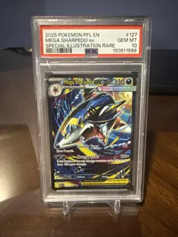2025 POKEMON PFL EN-PHANTASMAL FLAMES #127 MEGA SHARPEDO EX SIR PSA 10 - Image 1