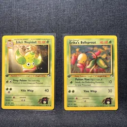 Pokemon Gym Heroes 1st Edition Erika's Bellsprout 75/132 /Weepinbell 49/132 - Image 1
