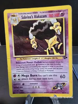 Pokemon Alakazam Sabrina's 16/132 Holographic Rare Gym Challenge - Image 1