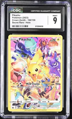 2023 Pokemon Pikachu Secret Rare Holo Crown Zenith 160/159 CGC 9 - Image 1
