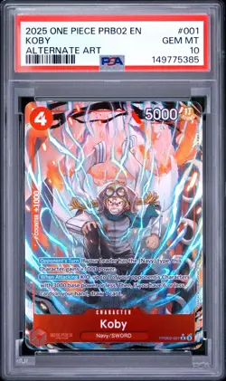 One Piece PRB02 Premium Booster Vol. 2 Koby Alternate Art PRB02-001 PSA 10 - Image 1