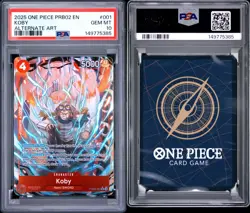 One Piece PRB02 Premium Booster Vol. 2 Koby Alternate Art PRB02-001 PSA 10 - Image 3
