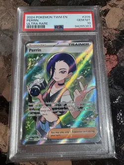 2024 Pokemon Perrin 209/167 Twilight Masquerade PSA 10 Gem Mint Trainer TCG Card - Image 1