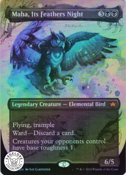 MTG Maha, Its Feathers Night (Borderless) (289) | NM Foil | Bloomburrow (BLB) - Image 1