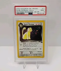 PSA 9 Dark Persian SWIRL Promo #17 Nintendo Magazine WOTC Pokemon Card Graded - Image 1
