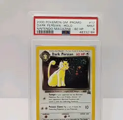 PSA 9 Dark Persian SWIRL Promo #17 Nintendo Magazine WOTC Pokemon Card Graded - Image 2