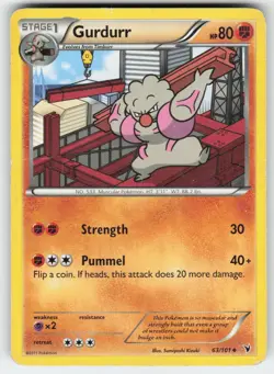 Gurdurr 63/101 Uncommon Noble Victories Pokemon Heavily Played - Image 1