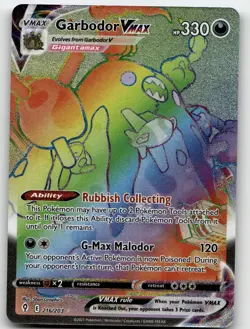GARBODOR VMAX 216/203 RAINBOW RARE EVOLVING SKIES POKEMON NEAR MINT - Image 2