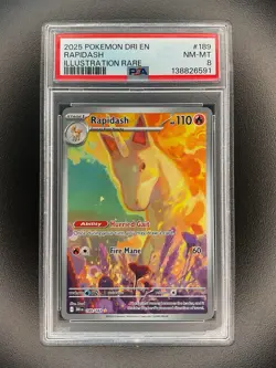 2025 Pokemon Dri EN Rapidash Illustration Rare #189 PSA 8 - Image 1