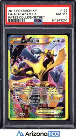 Pokemon 2016 Alakazam EX 125/124 Full Art Secret Rare Fates Collide PSA 8 - Image 1