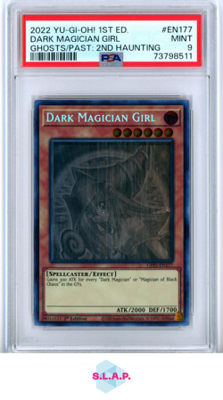 DARK MAGICIAN GIRL YU-GI-OH! EN177 2022 THE 2ND HAUNTING GHOST RARE ENG PSA 9 - Image 1