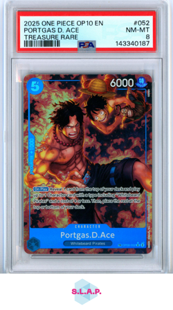 PORTGAS D. ACE ONE PIECE TREASURE RARE ROYAL BLOOD OP10 2025 052 PSA 8 - Image 1