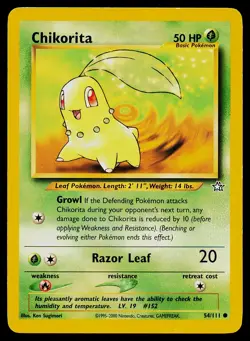 Pokemon Card Chikorita 54/111 Neo Genesis Common - Image 1
