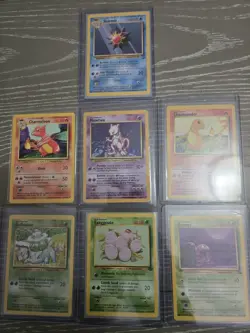 Pokemon Base Set Lot 7 Cards Starmie Charmeleon Mewtwo Charmander Bulbasaur 1999 - Image 1