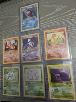 Pokemon Base Set Lot 7 Cards Starmie Charmeleon Mewtwo Charmander Bulbasaur 1999 - Image 2