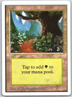 Forest (B) HEAVILY PLAYED 1993 Unlimited Magic The Gathering MTG Basic Land - Image 1