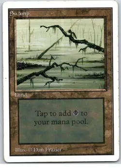 Swamp (C) HEAVILY PLAYED 1993 Unlimited Magic The Gathering MTG Basic Land - Image 1