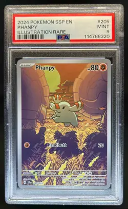 2024 Pokemon SV Surging Sparks SSP EN Phanpy #205/191 PSA 10 - Image 1