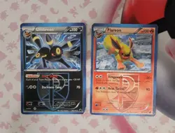 2 Black And White Umbreon (HP) And Flareon (MP) Team Plasma Pokemon Card Lot - Image 1