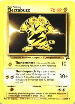 Electabuzz 24/130 Rare Base Set 2 Pokemon Lightly Played - Image 1