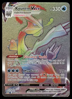Pokemon Cards Kyurem VMAX 197/196 Lost Origin Rainbow Rare LP - Image 1