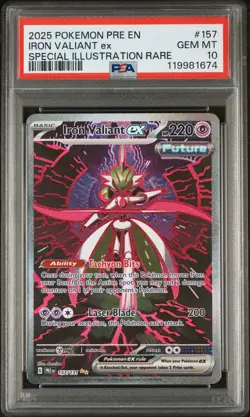 2025 POKEMON PRE EN-PRISMATIC EVOLUTIONS #157 IRON VALIANT EX PSA 10 - Image 1