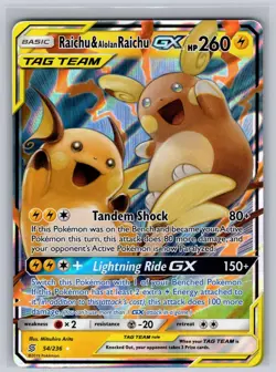 Raichu & Alolan Raichu GX 54/236 Holo GX Rare Unified Minds Pokemon Near Mint - Image 1
