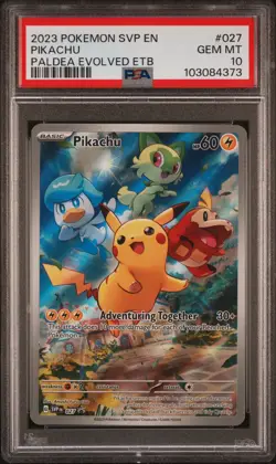 2023 POKEMON SVP EN-SV BLACK STAR PROMO #027 PIKACHU PSA 10 - Image 1