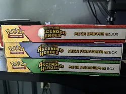 Pokemon 3x Lot Ascended Heroes Mega ex Box Set Meganium ~Emboar~ Feraligatr TCG - Image 4
