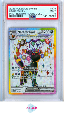 UMBREON EX PRE PREMIUM FIGURE COLL POKEMON GER SVP DE-SV BLACK 2025 176 PSA 9 - Image 1