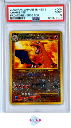 CHARIZARD POKEMON NEO 2 PROMO REVERSE FOIL JAPANESE 2000 006 PSA 9 - Image 1