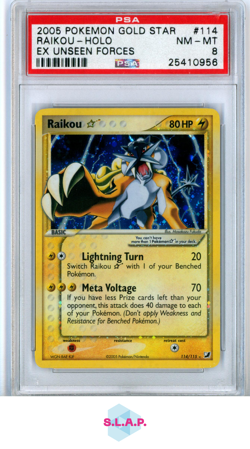 RAIKOU-HOLO EX UNSEEN FORC3S POKEMON EX UNSEEN FORC3S 2005 114 PSA 8 - Image 1